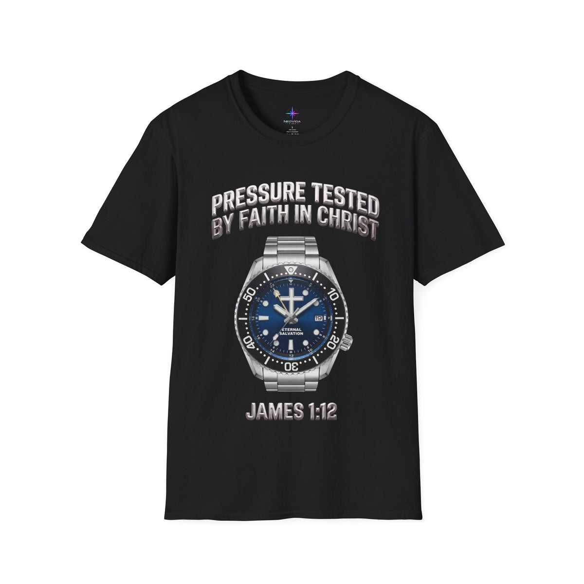 Pressure Tested by Faith In Christ Heavyweight Tee – Deep Blue GMT Diver Edition