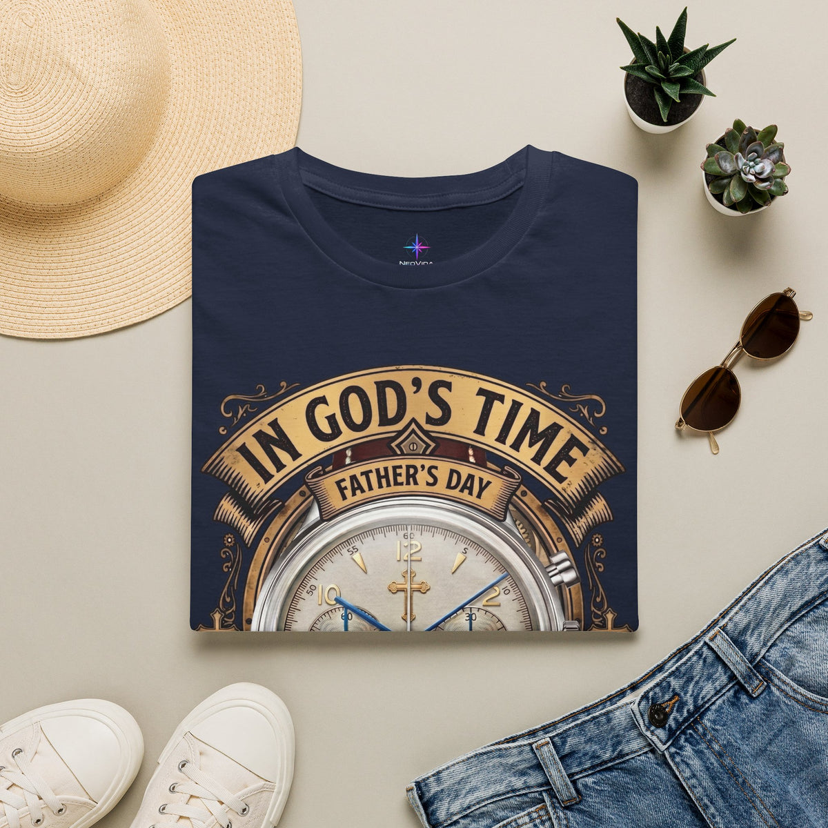 Father's Day In God's Time Watch Lover Chrono T-shirt | Christian Faith Tee