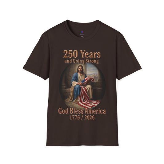 God Bless America Christian T-Shirt | 250 Years Patriotic 1776-2026 4th of July Tee