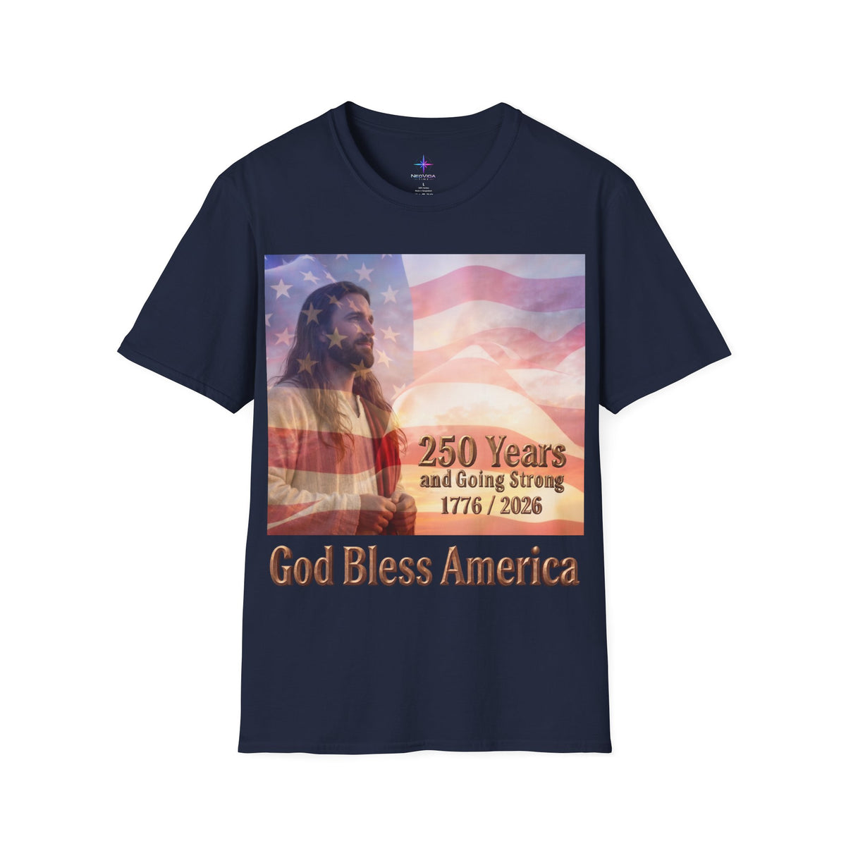 God Bless America 250 Years T-Shirt - Patriotic Christian US Semiquincentennial 4th of July Graphic Tee