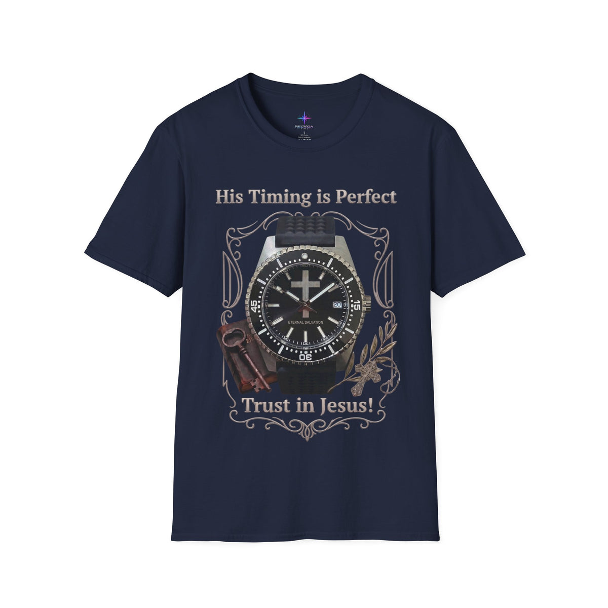 His Timing Is Perfect "Trust in Jesus" Tactical Diver Watch Graphic T-Shirt