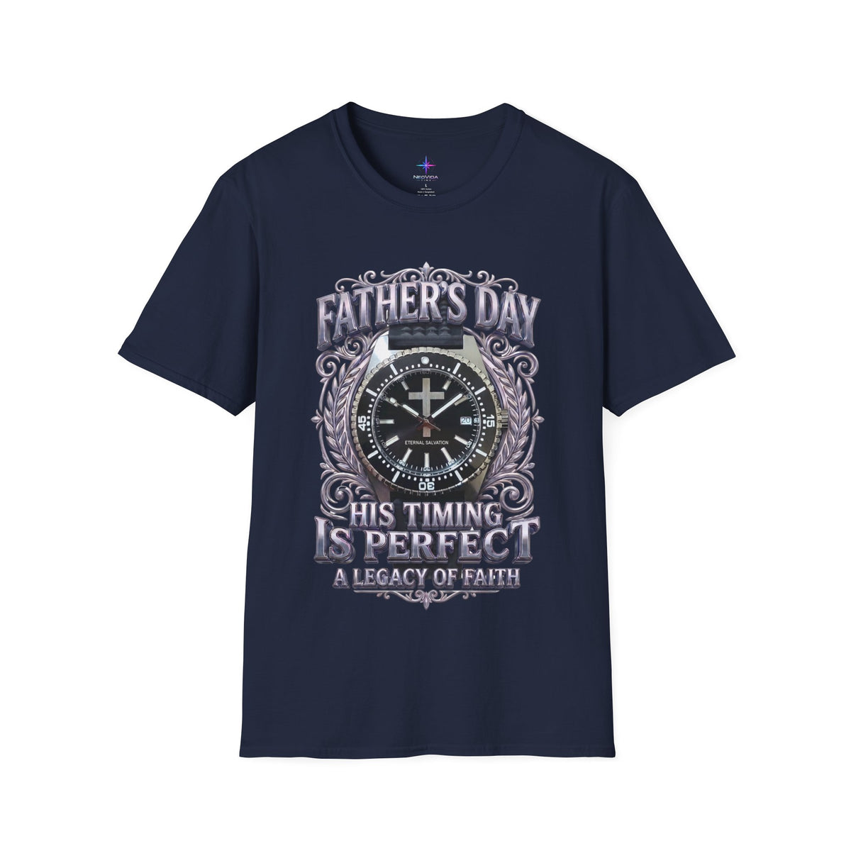 Father's Day His Timing Is Perfect Christian Black Dive Watch Lover T-Shirt | Legacy of Faith