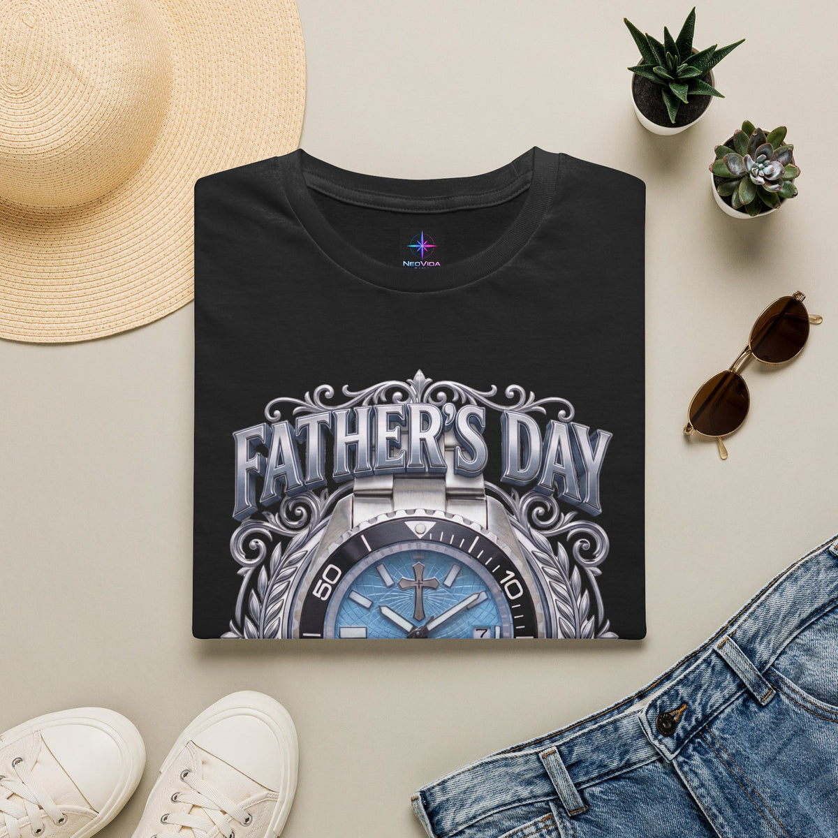 Father's Day His Timing Is Perfect Christian Blue Dive Watch Lover T-Shirt | Legacy of Faith