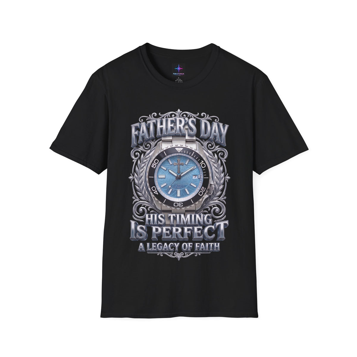 Father's Day His Timing Is Perfect Christian Blue Dive Watch Lover T-Shirt | Legacy of Faith