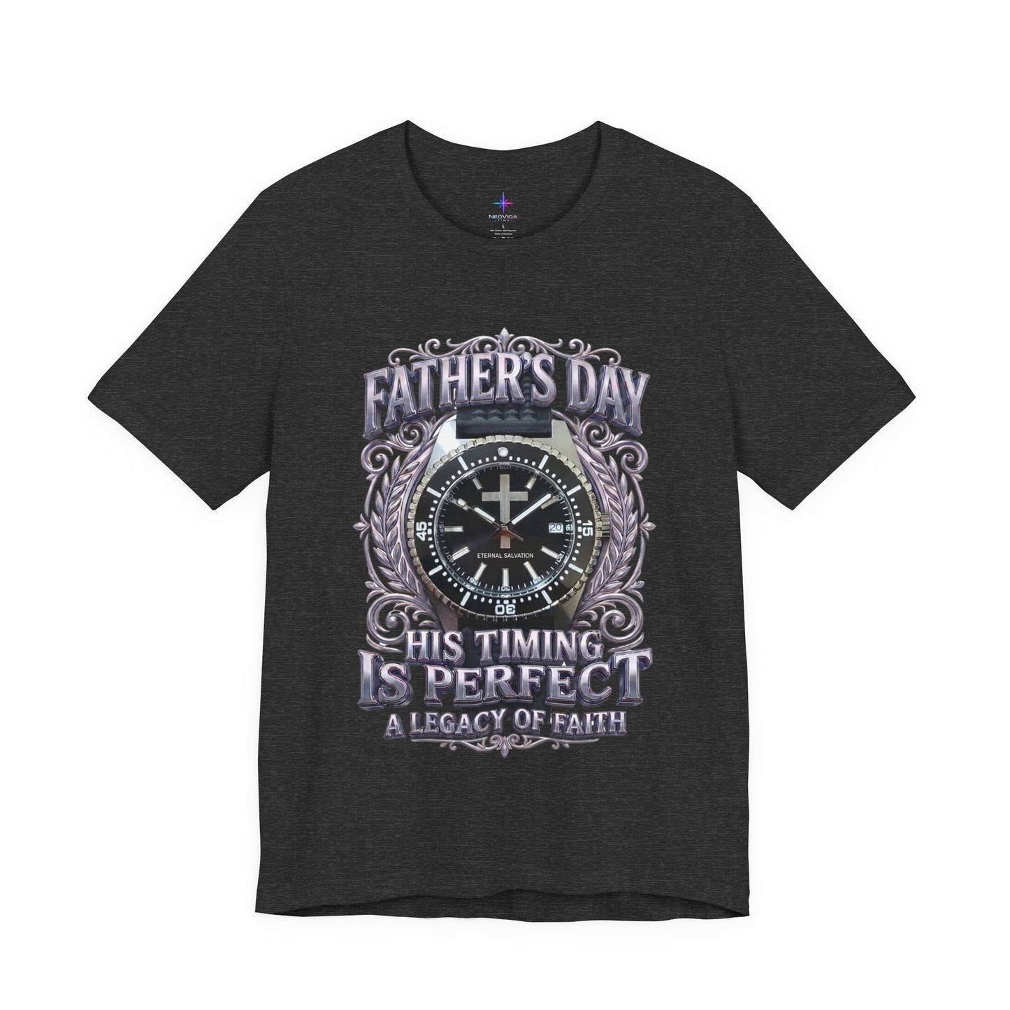 Father's Day His Timing Is Perfect Christian Black Dive Watch Lover T-Shirt | Legacy of Faith