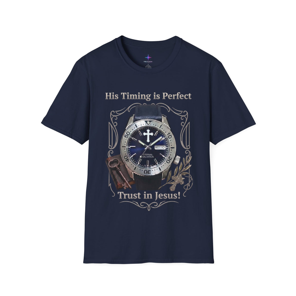 His Timing Is Perfect "Trust in Jesus" Steel Diver Watch Graphic T-Shirt