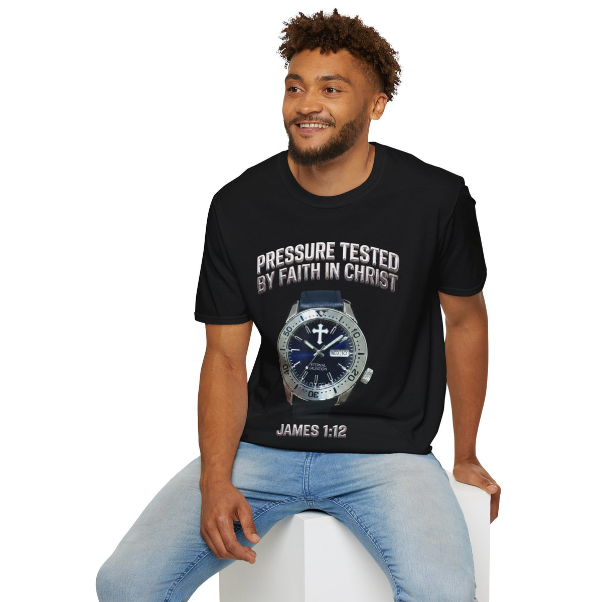 Pressure Tested by Faith In Christ Heavyweight Tee – Midnight Blue Diver Edition